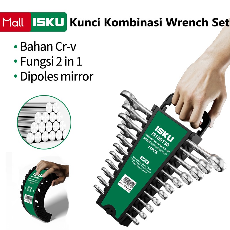 ISKU kunci Pas Set 11pcs 8-24mm/Kunci Rachet Set 9pcs 8-19mm 72gigi Kunci Ring Pas Bolak Balik