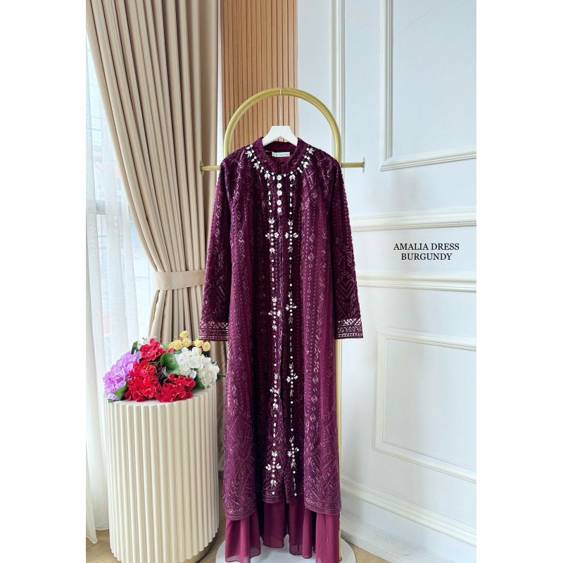 AMALIA DRESS / DRESS PESTA MODERN / Kebaya Kondangan / Kebaya Gamis Mewah / Gamis Busui Payet