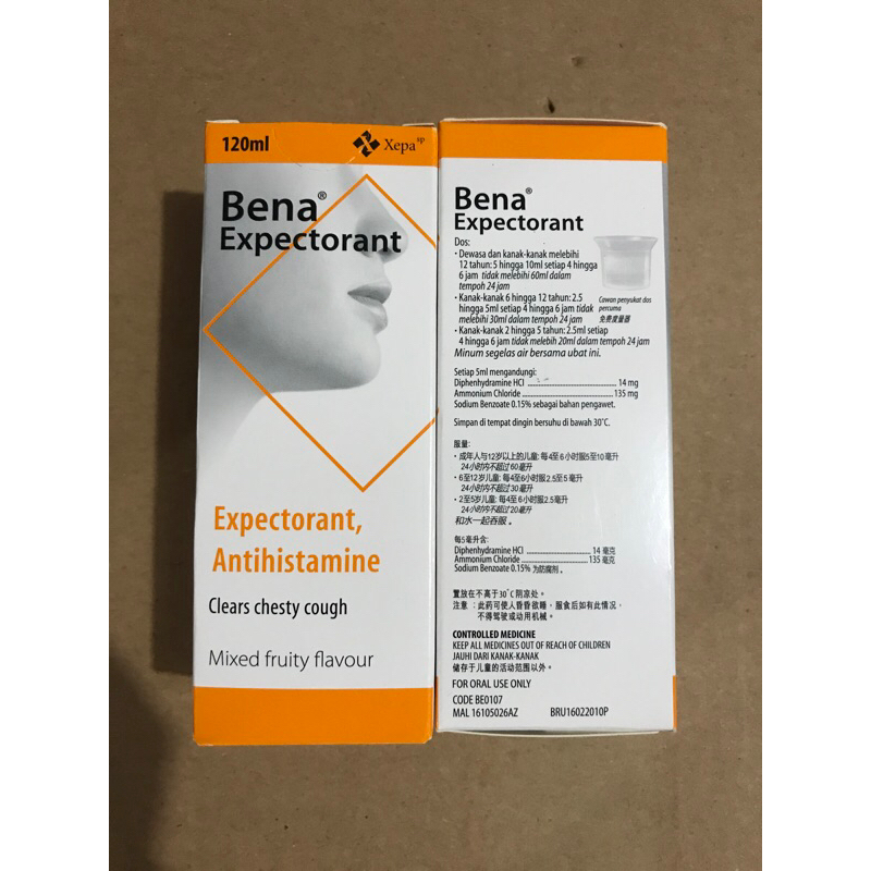 XEPA BENA EXPECTORANT MALAYSIA 120ML OBAT BATUK PILEK ANAK DAN DEWASA 100% ORIGINAL