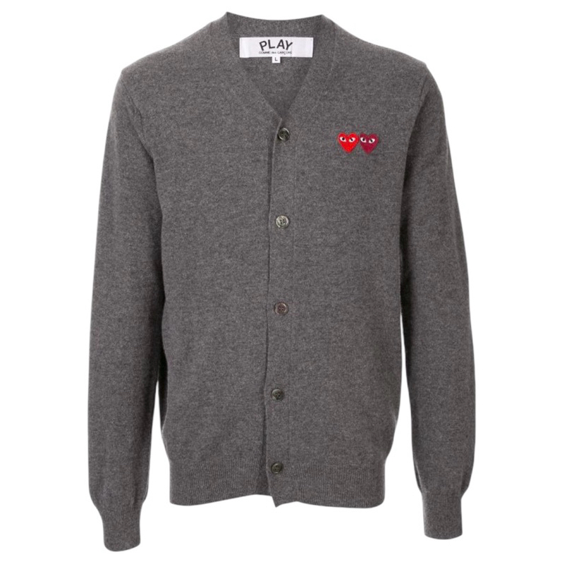 CDG PLAY CARDIGAN DOUBLE HEART AUTHENTIC GUARANTEE