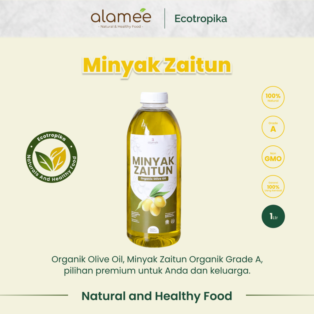 

Minyak Zaitun Masak Diminum Olive Oil Extra Virgin Organic Organik Murni Asli EVOO Premium 1 Liter