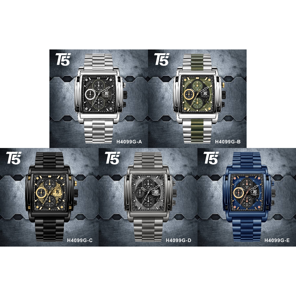 JAM TANGAN T5 H 4099G Original//JAM TANGAN PRIA TERBARU T5 H 4099G Original STAINLESS STEEL// JAM TA