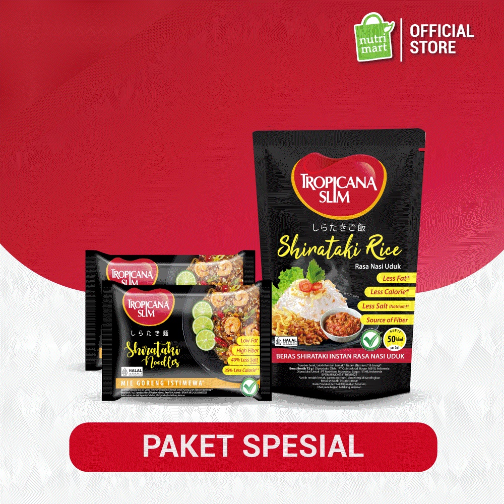 

Shirataki Package - Tropicana Slim Shirataki Noodles (2 pcs) & Tropicana Slim Shirataki Rice 72 g