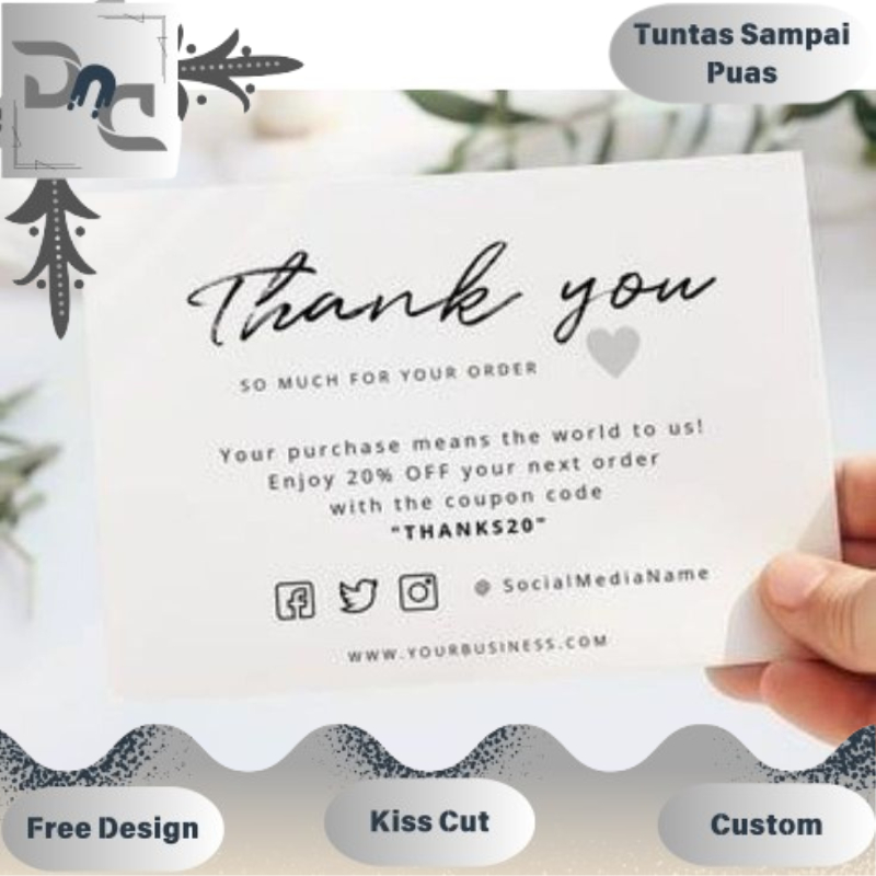 TKC 3 8-15 Dnd Sticker Thank You Card Custom Thanks Card Olshop Kartu Ucapan Terima Kasih A3+