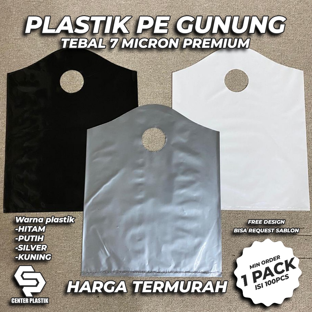 Plastik PE Gunung isi 50 pcs Tebal 0.7 Plastik PE Plong Gunung