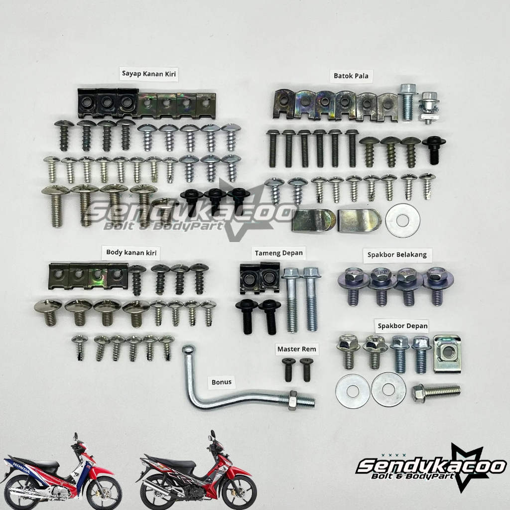 Baut Body Supra X 125 Full set / Baut Supra X 125 Lengkap / Baut Block supra x 125