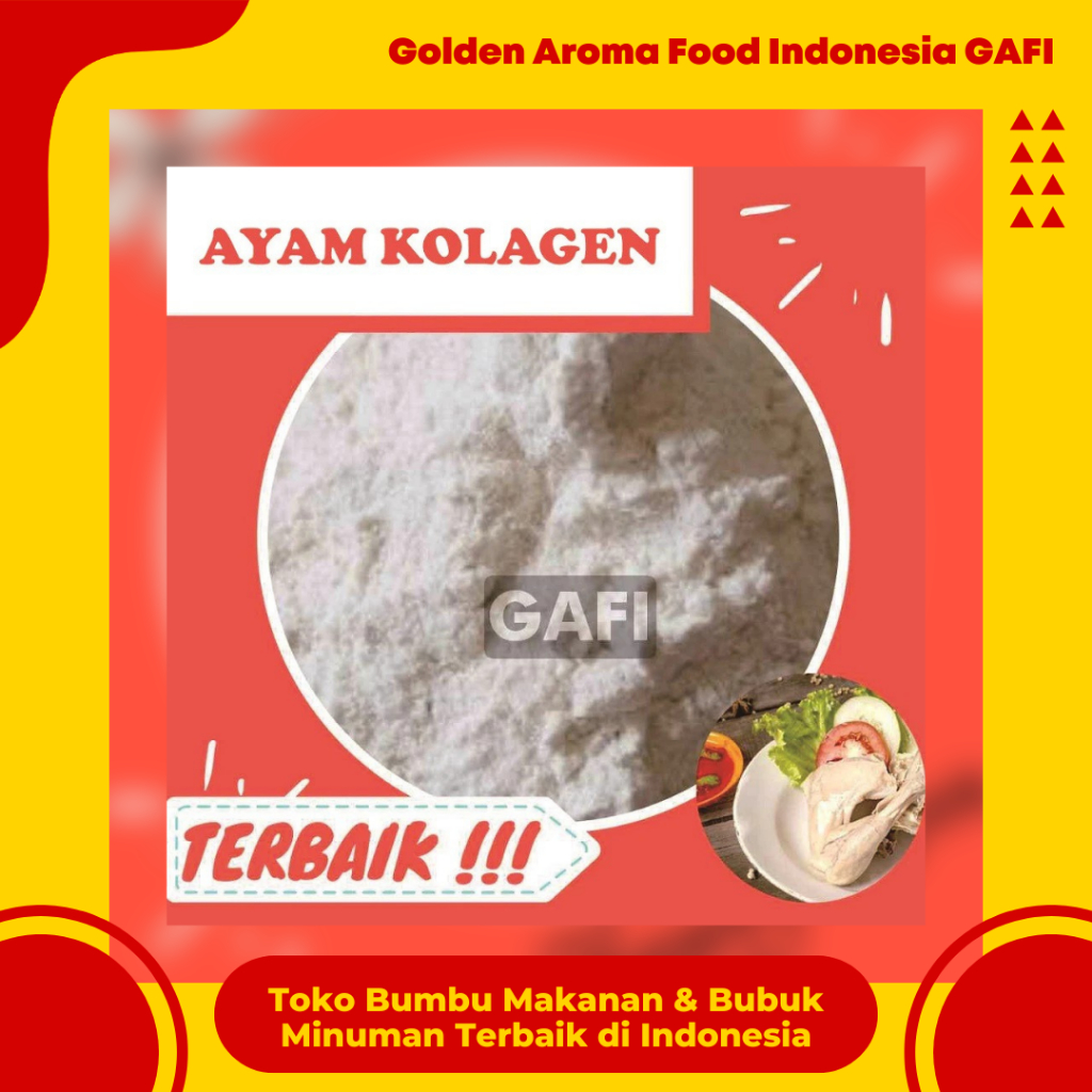 

GAFI Food Bumbu Tabur Rasa Ayam Kolagen 1 Kg Lezat Murah Halal, Chicken Collagen Flavour Seasoning Powder 1Kg