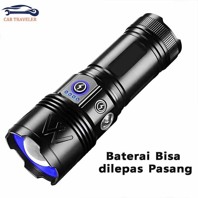 Super Terang Senter Zoom In Out B55 2200 lumens Flashlight Side Lamp Waterproof COD