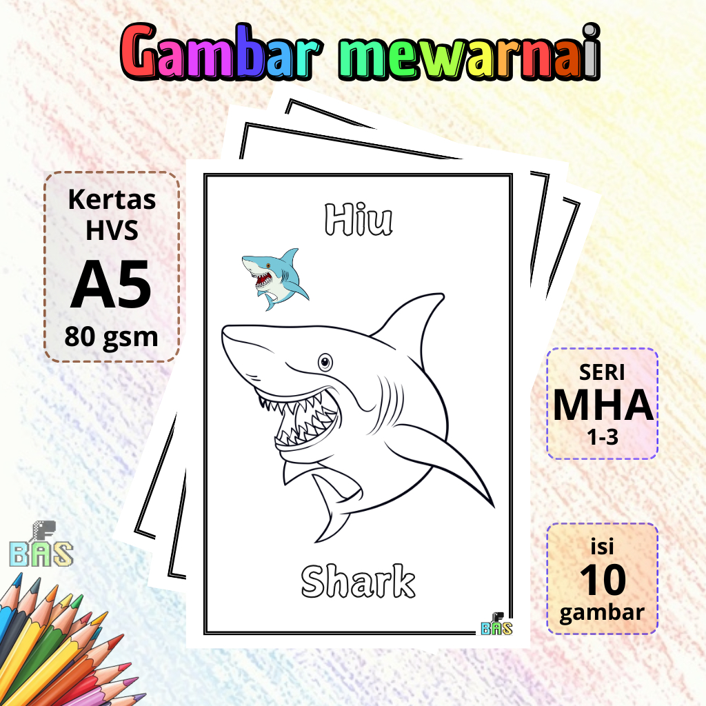 

Mewarnai gambar 10 lembar A5 seri hewan air untuk anak PAUD TK SD kertas HVS 80 gsm terlaris termurah