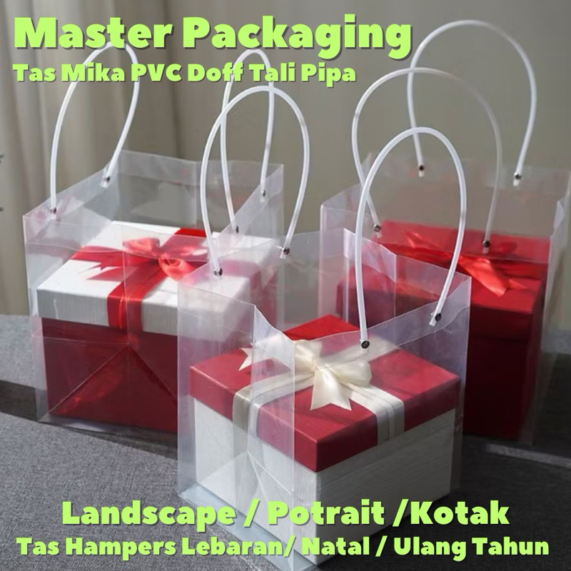 

Tas Mika PVC Semi Transparan Tali Pipa / Tas Souvenir Goodie Bag Ulang Tahun Lebaran Imlek Natal Premium