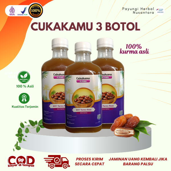 

CUKAKAMU Cuka Kurma Mencerahkan Wajah Putih Bersih Flek Hitam & Kerutan Hilang - 3 Botol