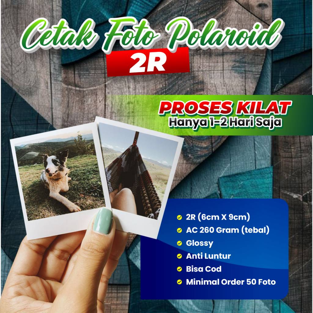 Cetak Foto Polaroid 2R 3R 4R Glossy Sehari Jadi Kertas Foto Asli