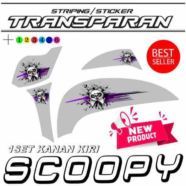 STICKER STRIPING TRANSPARAN MOTOR HONDA ALL SCOPY MOTIF BARU PANDA SIMPLE KEREN MOTIF A2
