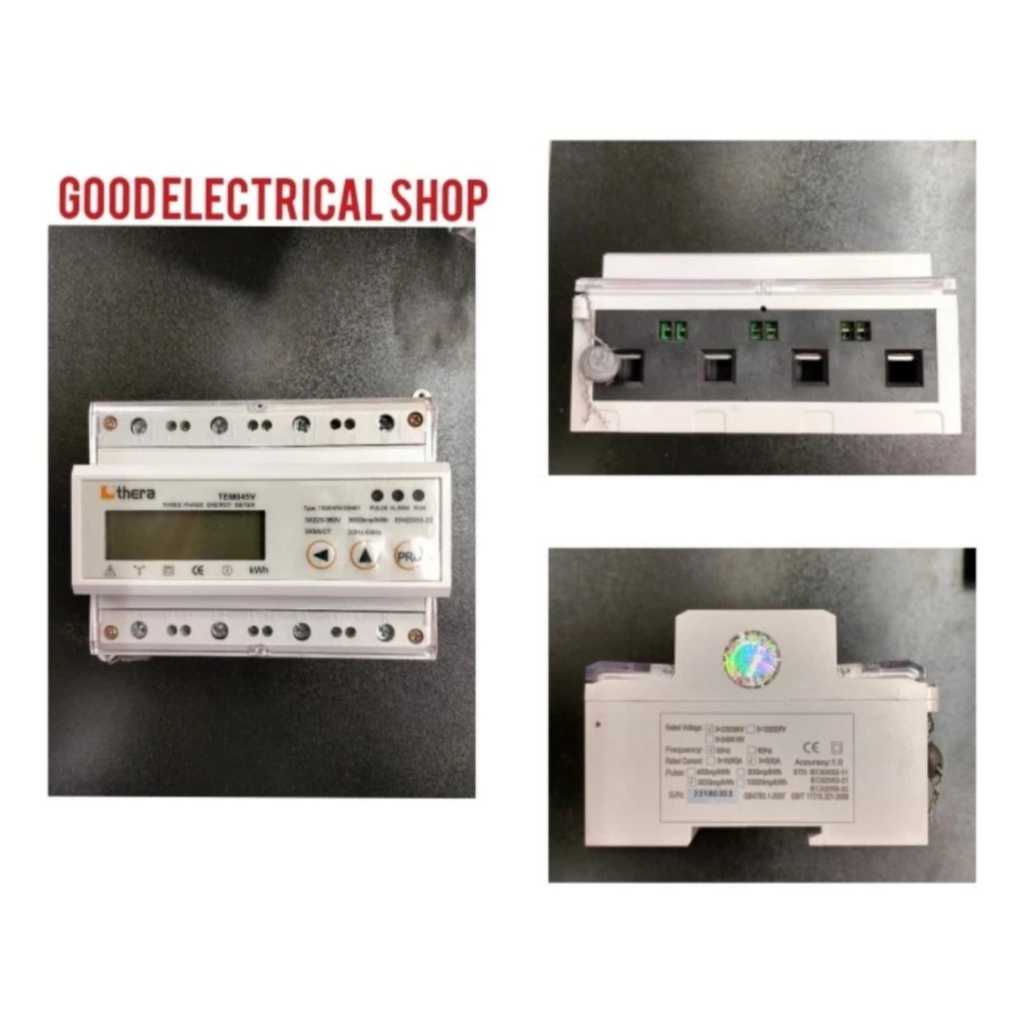 KWH THERA TEM045V-D , DIN - Rail Kwh Meter 3 - Phase 10/80A , LCD Modbus - RTU