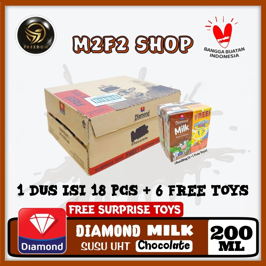 

DIAMOND Milk FREE SURPRISE TOYS Susu Kotak UHT Chocolate | Cokelat - 200 ml (Kemasan Karton)