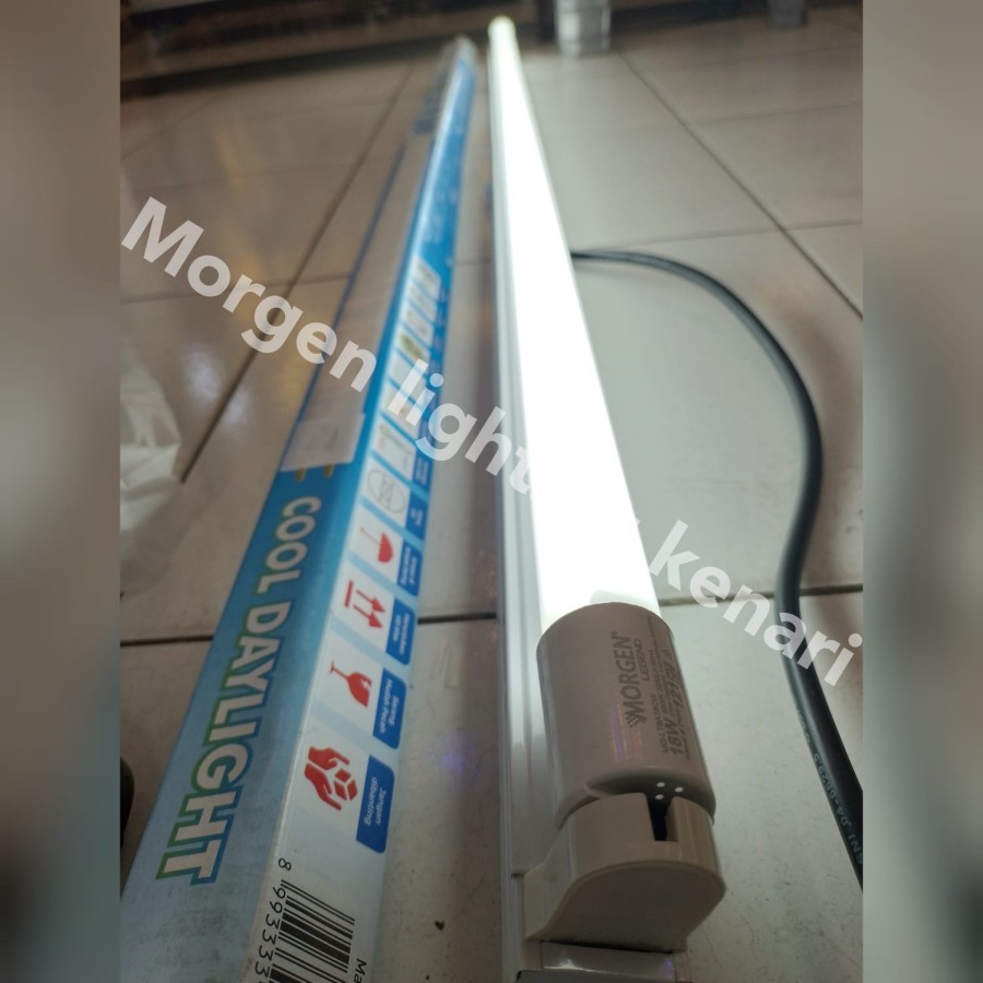 set lampu tl t8 LED MORGEN 18W + kap tl MORGEN 120cm