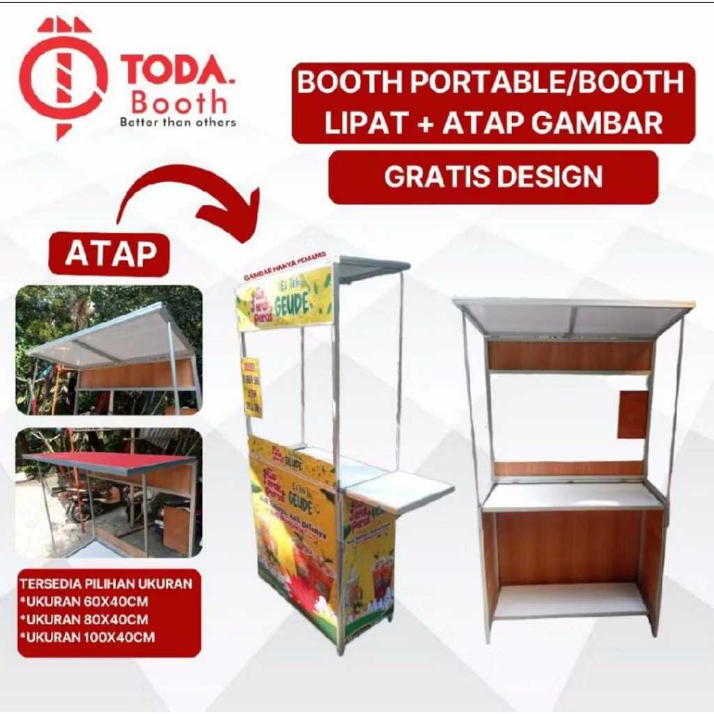 Booth Portable ALUMINIUM / Gambar ATAP / Gerobak Lipat / Gerobak Jualan Lipat / Event Desk Lipat