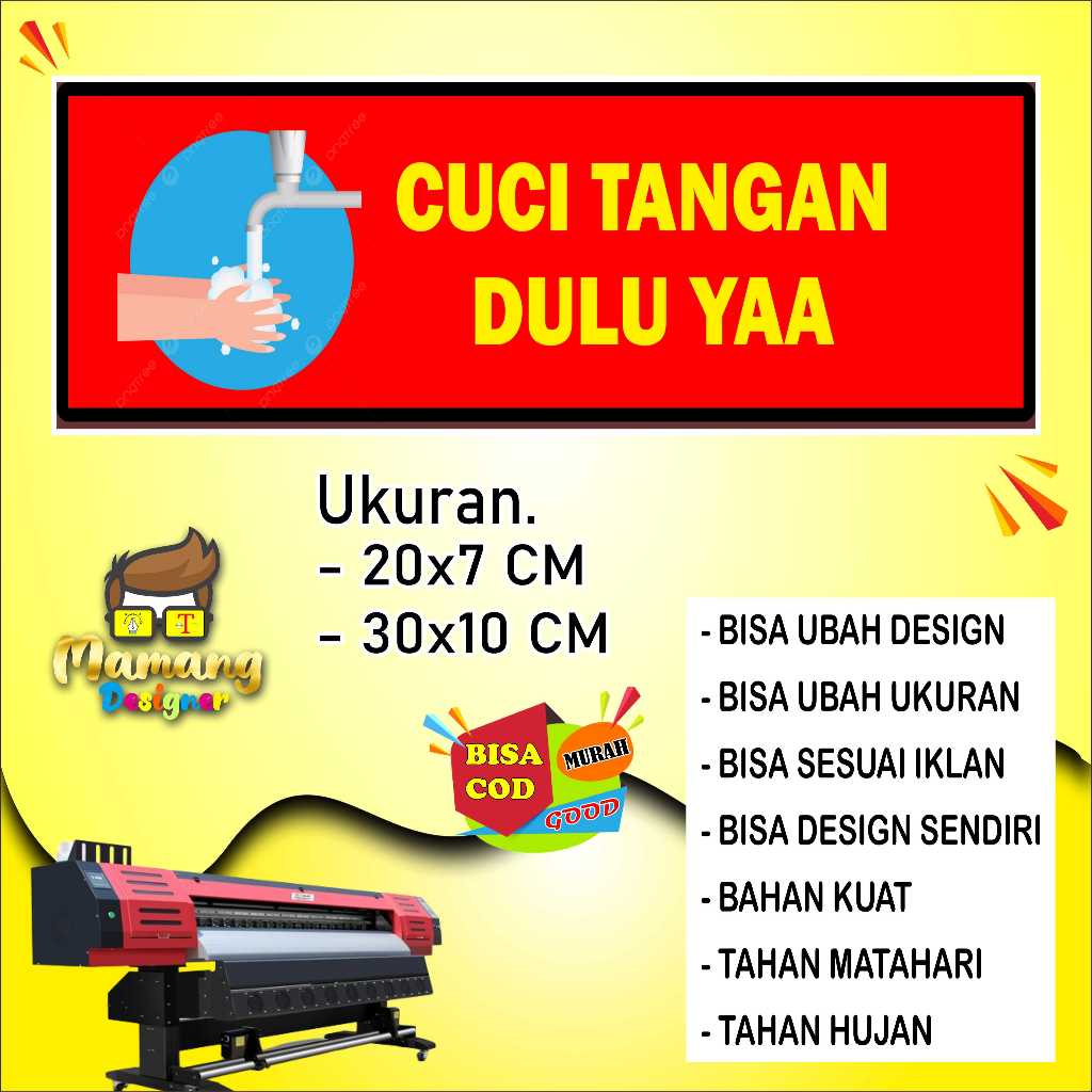 

Stiker Tempelan Tulisan Cuci Tangan Bahan Bagus Merah