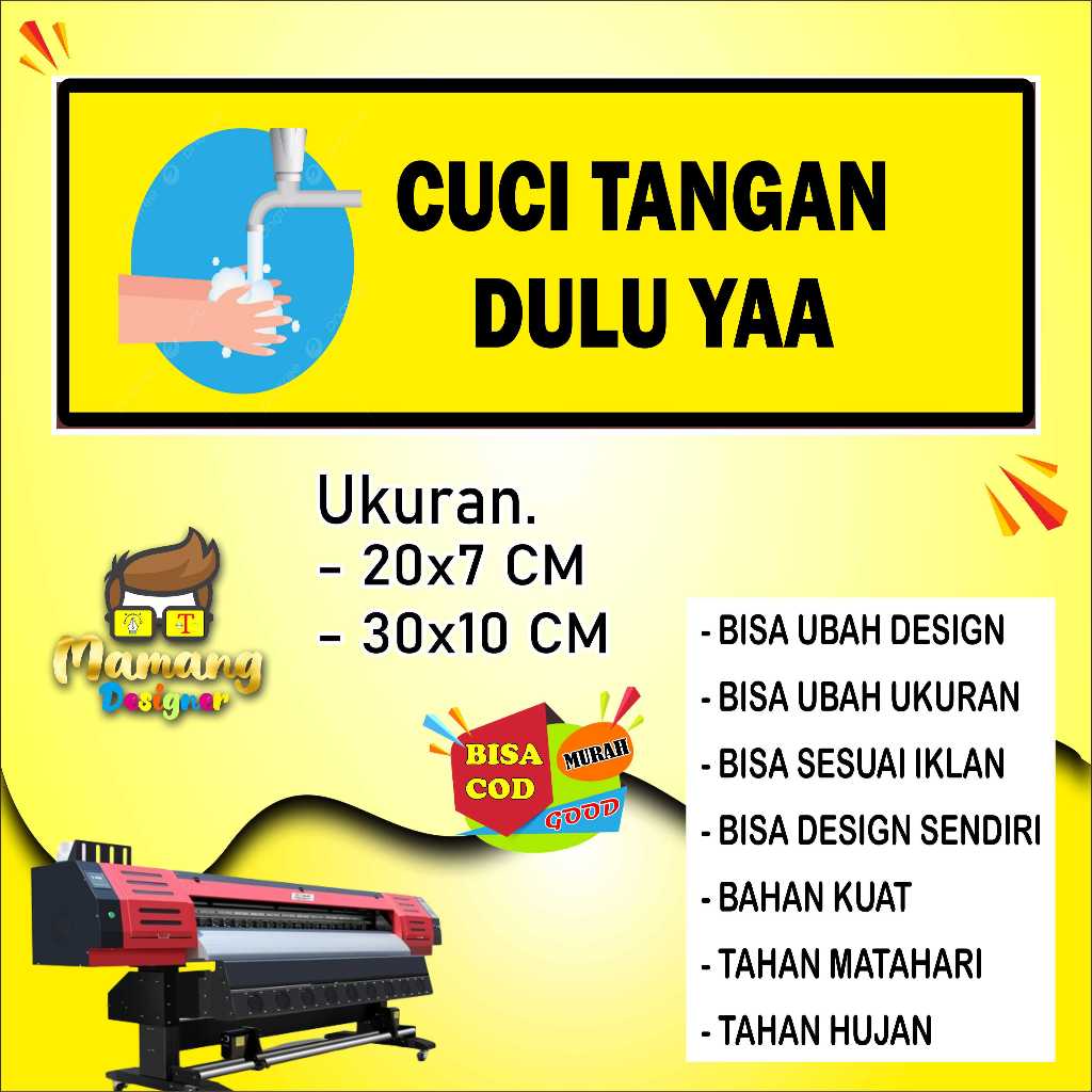 

Stiker Tempelan Tulisan Cuci Tangan Bahan Cerah Kuning
