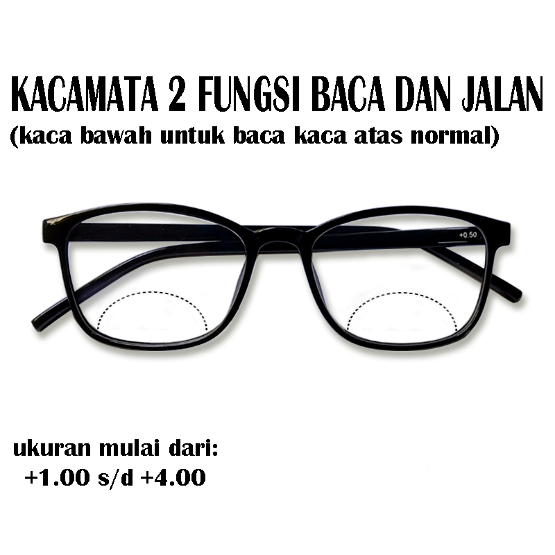 kacamata baca plus (+) 2 fungsi baca dan jalan 2in1 kaca mata baca uk +1.00 s/d +4.00 kacamata rabun