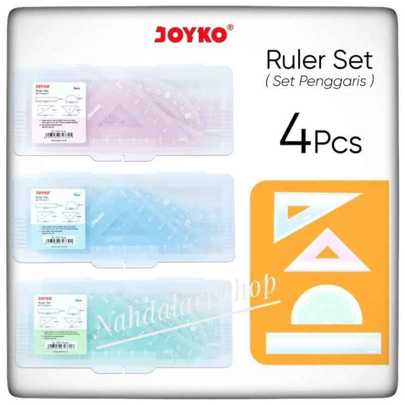 

(DAPAT 1 SET) PENGGARIS SET JOYKO RL-PS3 4 IN 1 Warna Pastel Soft Polos