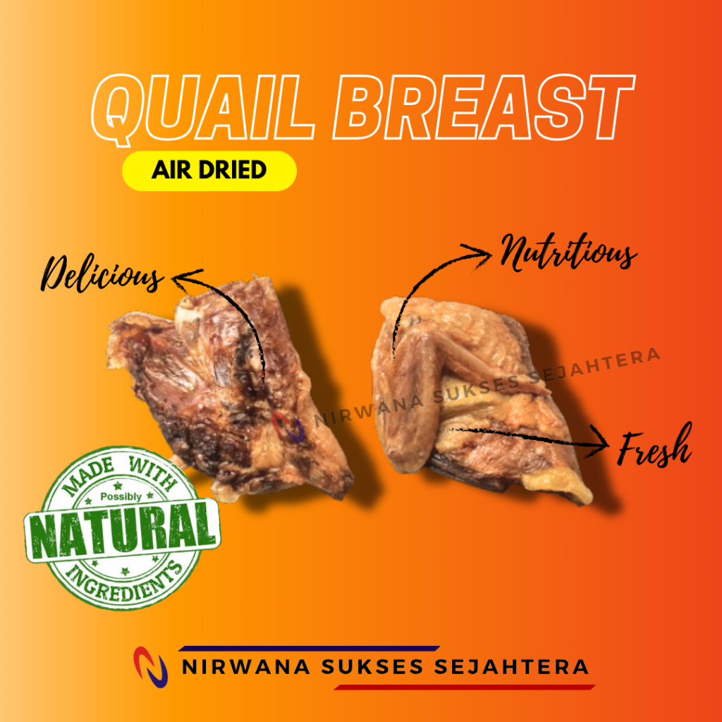 

DADA PUYUH KERING / DEHYDRATED, AIR DRIED QUAIL BREAST. CHEWS, TREATS, DENTAL CARE, SNACK FROM 100% NATURAL INGRADIENT NO ADDITIVE FOR DOG