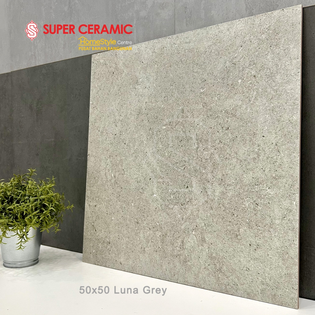 PLATINUM 50x50 Keramik Lantai Kasar - LUNA GREY / LUNA DARK GREY / LUNA WHITE