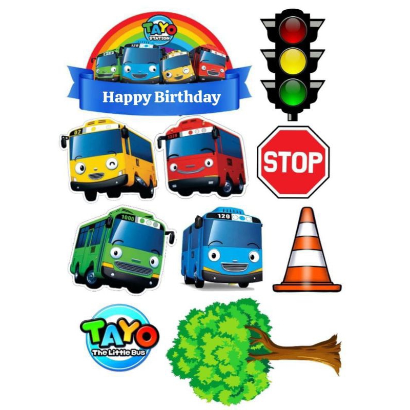 Part 2 | Topper TAYO Birthday Custom Nama/ Hiasan Cake Ultah TAYO