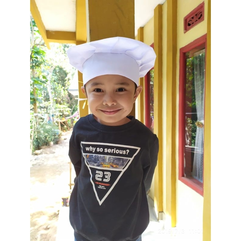 TOPI CHEF TOPI KOKI ANAK TK SD PUTIH