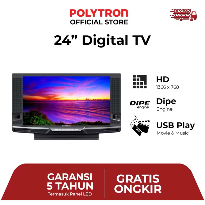 DIGITAL TV 24 Inch Polytron HD Semi Tabung PLD-24V223