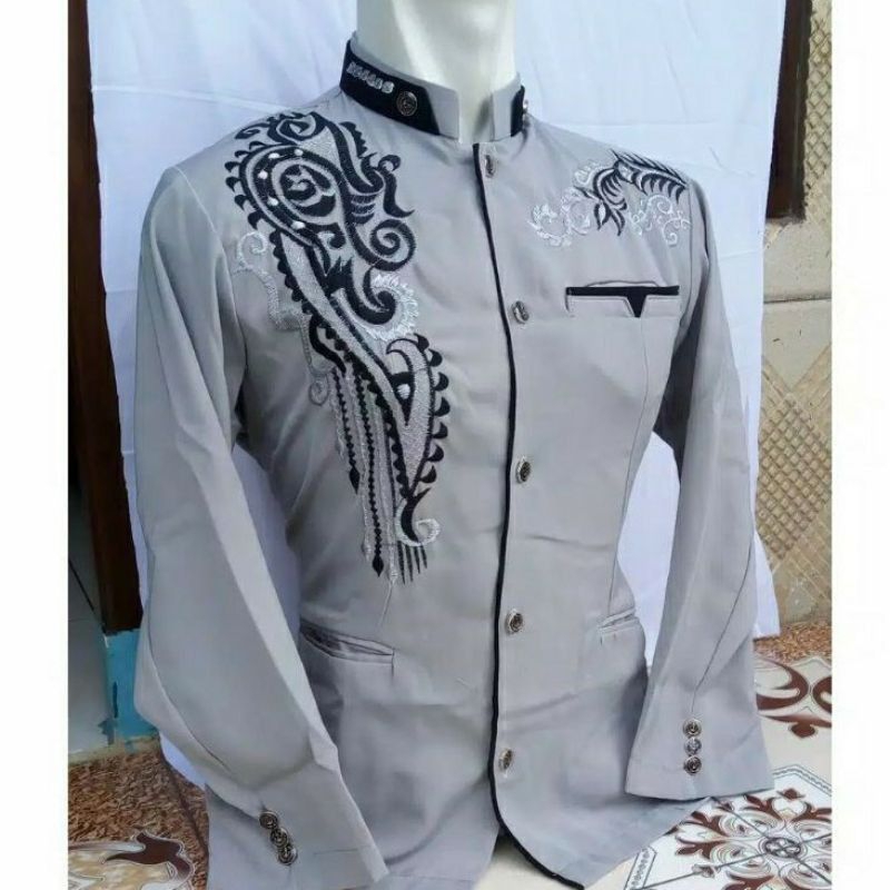 JASKO MODERN JAS KOKO PRIA DEWASA JASKOKO BORDIR ABU HITAM