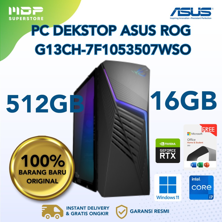 PC ASUS ROG G13CH-7F1053507WSO :  INTEL CORE I7-13700F,RTX3050 8GB,2*8GB,512GB,WIN 11 OHS
