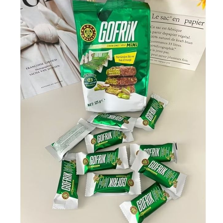 

GOFRIK MINI 125GR PISTACHIO WAFER COKLAT TURKI LAPIS COKLAT DAN PISTACIO COKLAT TURKI ISI 10 COKLAT VIRAL
