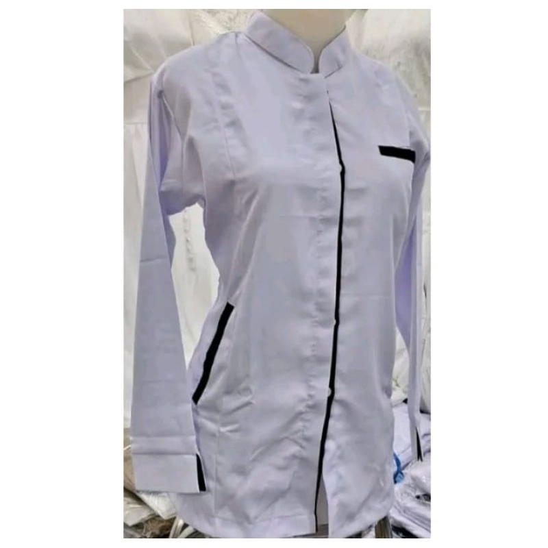 BAJU DINAS HITAM PUTIH POLOS / SAKU 3 /BAJU WANITA ASN