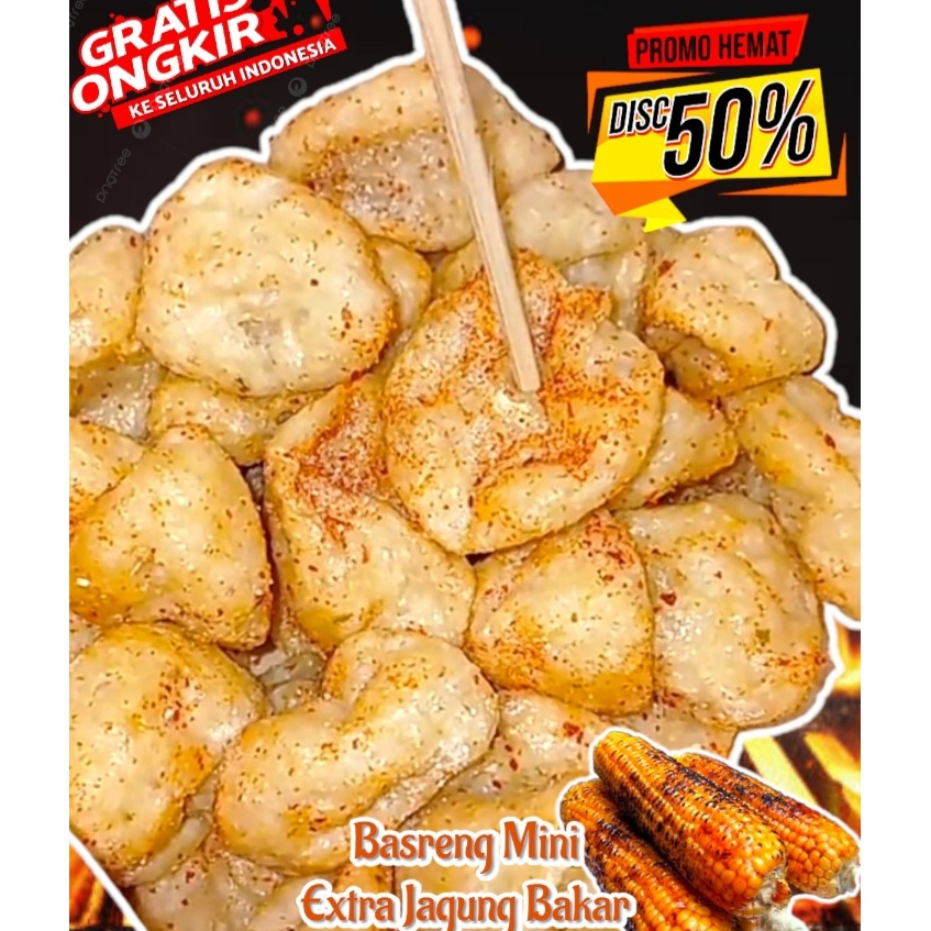 

Baso Goreng Mini Extra Jagung Bakar Basreng BASMUT Bacimut Gurih Daun Jeruk Termurah
