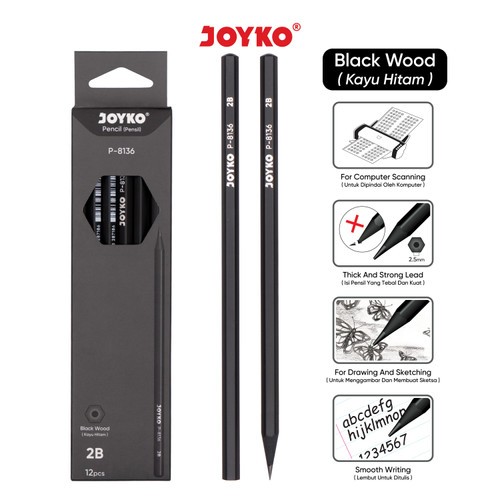 

Pencil Joyko 2B Pensil Joyko 2B P-8136 (1 BOX 12 PCS)