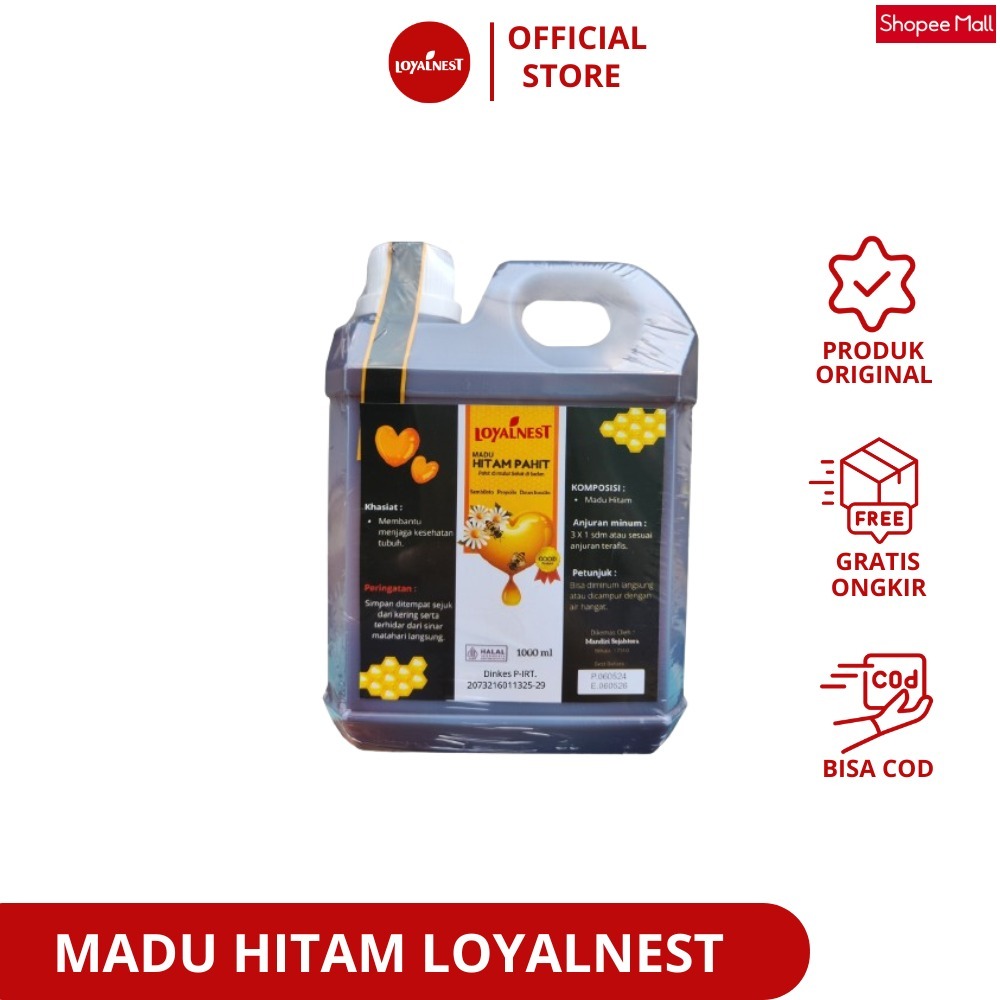 

Loyalnest Madu Hitam Pahit Asli 1kg Madu Pahit Herbal Plus Propolis Daun Insulin Sambiloto