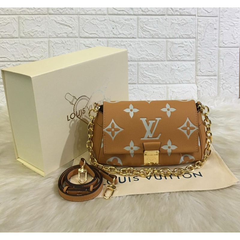 LV Favorite Bicolor Monogram Empreinte Shoulder Bag M45836 with Magnet Box