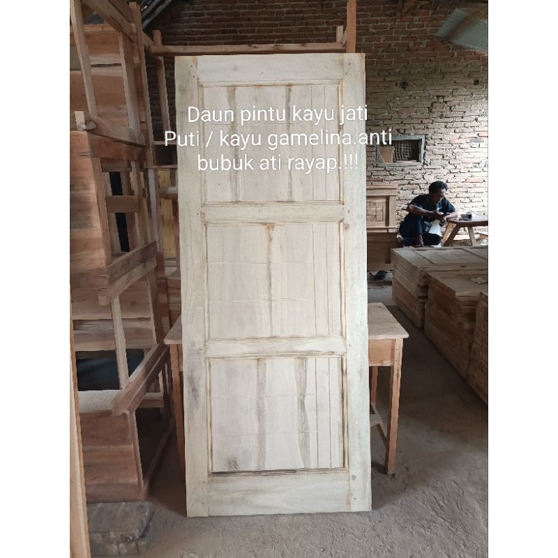 ZA. Daun Pintu Kayu Jati Puti/Kayu Gamelina