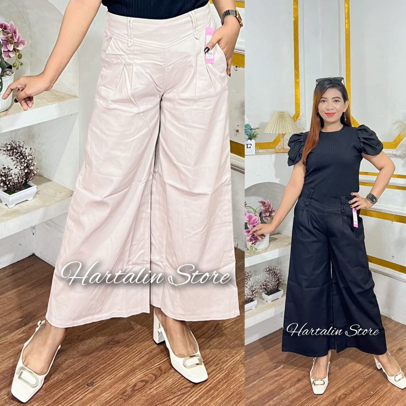 Celana Kulot Panjang Model Gesper Bahan Katun Twill Combad Diamonds Stretch / Celana Kulot Panjang W
