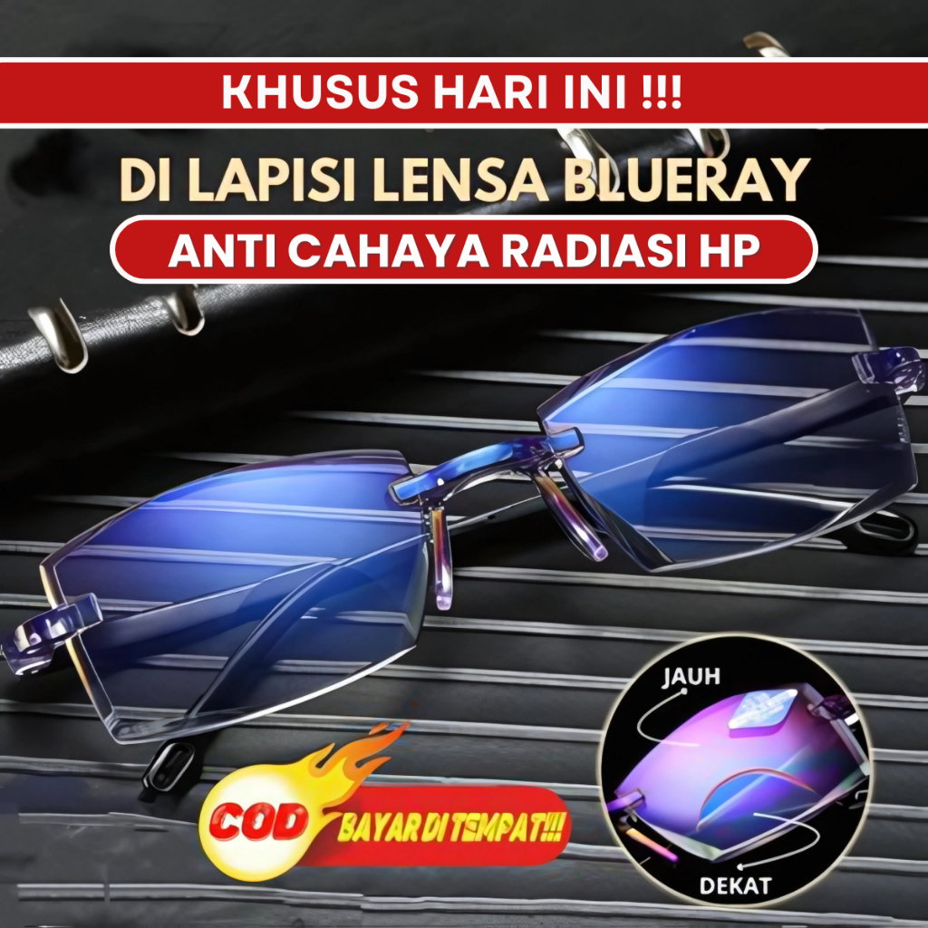 Kacamata Baca Plus Auto Fokus Anti Radiasi Blueray Kaca Mata Pria Dan Wanita