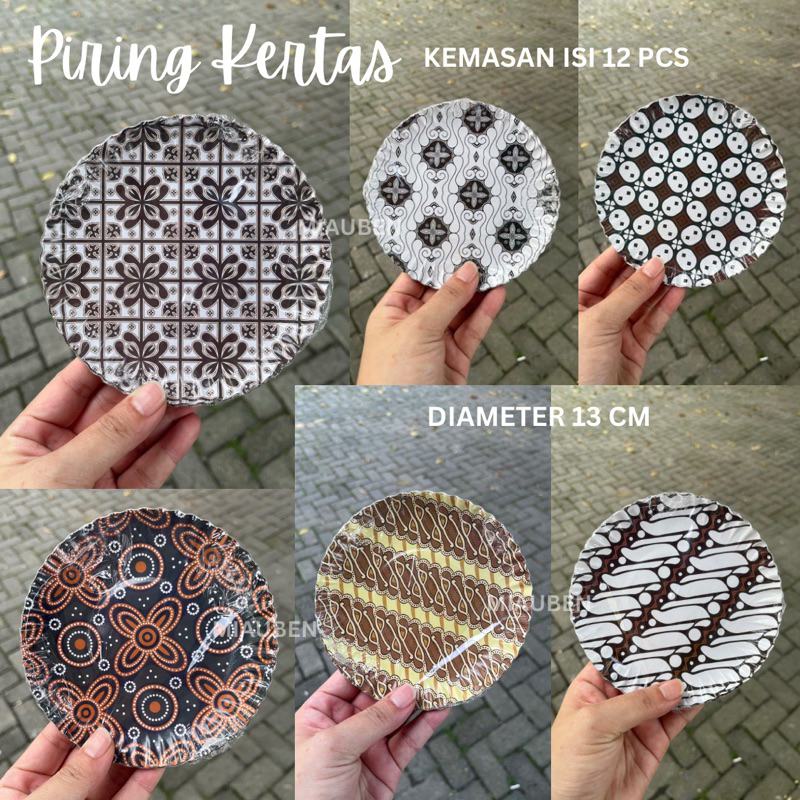 (12pcs) Piring kertas batik piring kertas hajatan