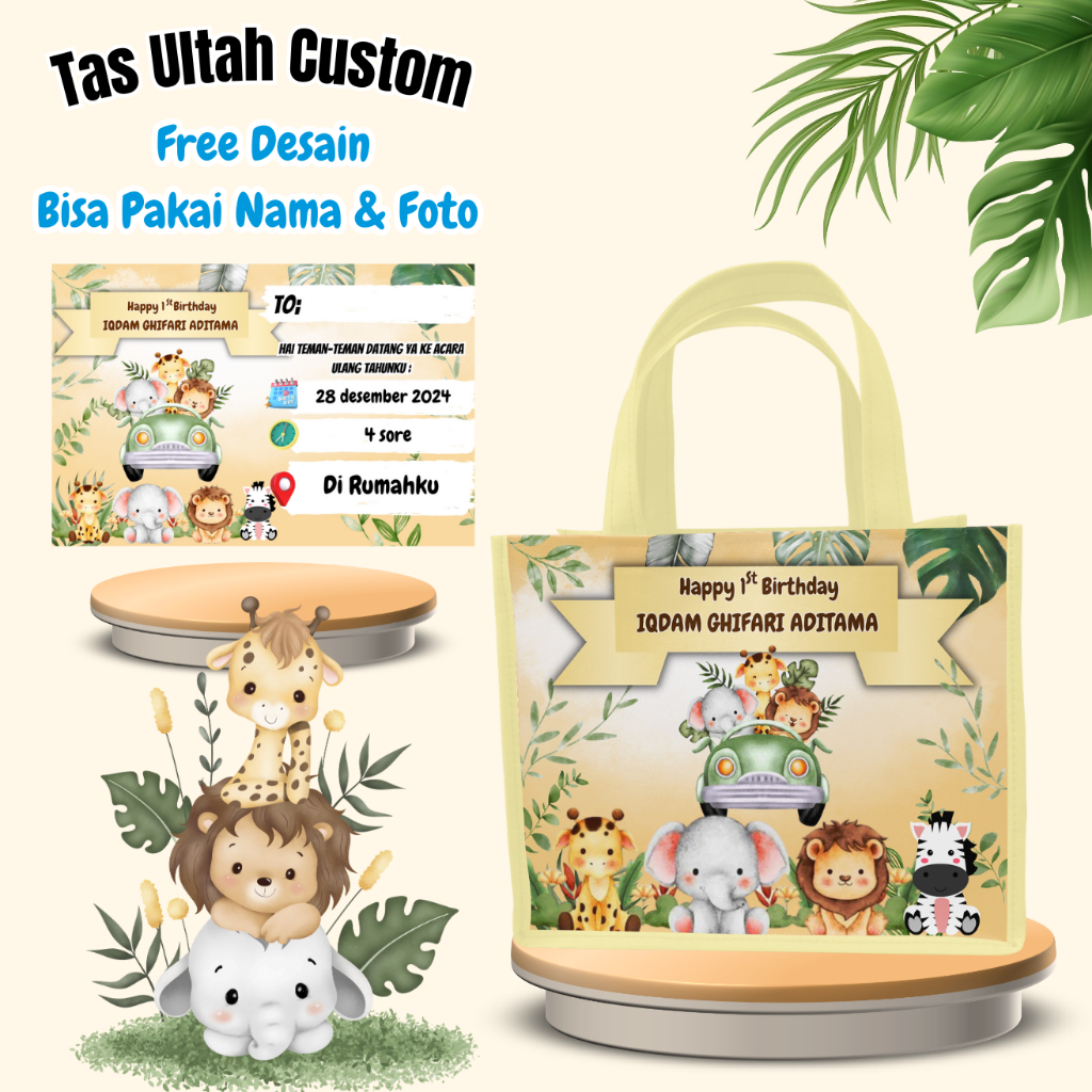 

30 Pcs Tas & Free Undangan Anak Ulang Tahun Custom Desain Muat Kfc Snack