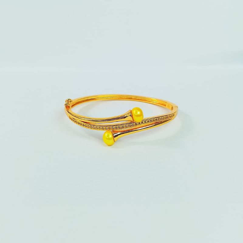 Gelang bangle mutiara asli lombok dengan lapisan emas 18 karat