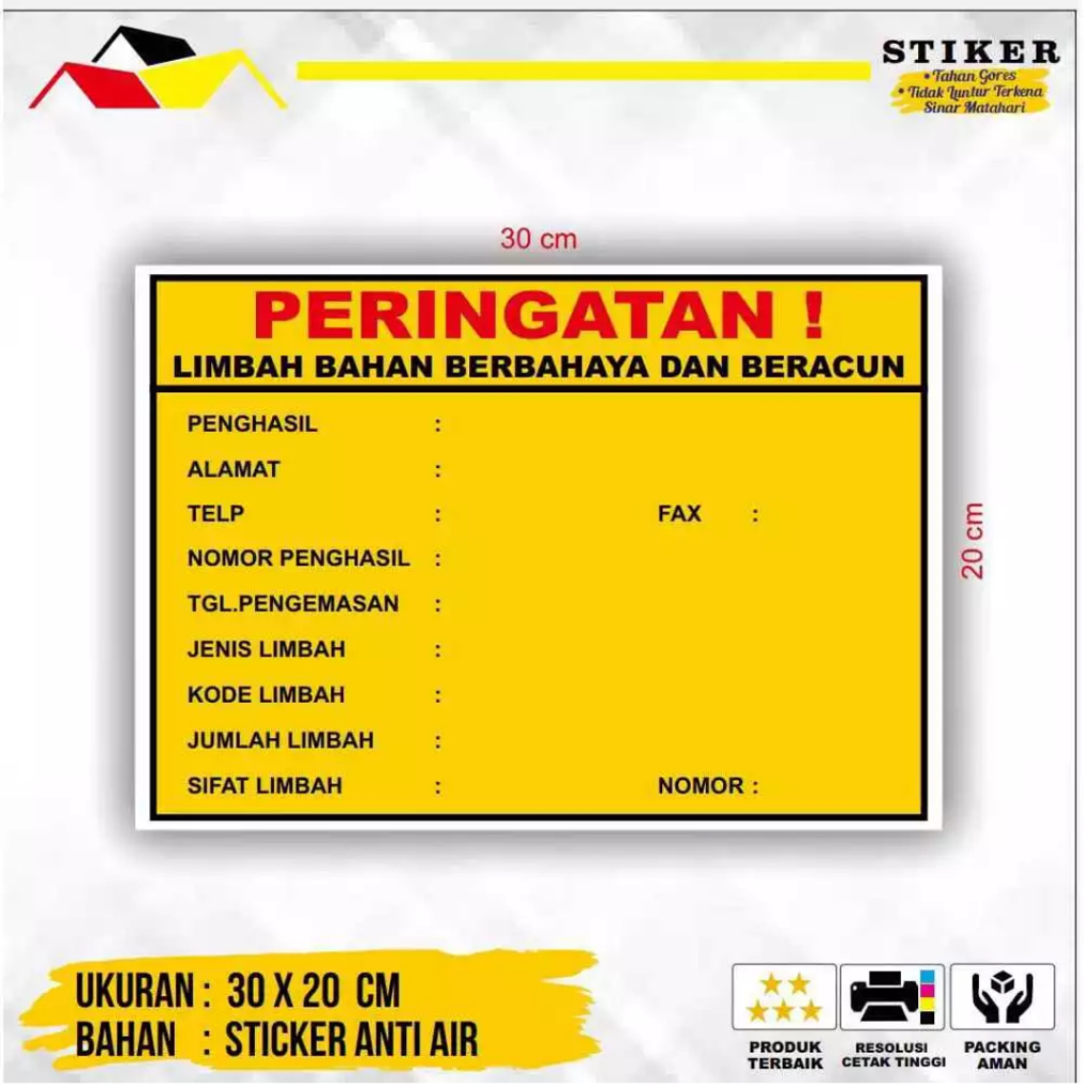 

Stiker Label tanda Simbol Keterangan Limbah B3