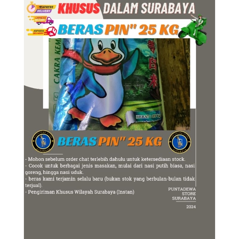 Beras Premium Pin-Pin 25 kg | beras Pin-Pin 25kg murah instan surabaya