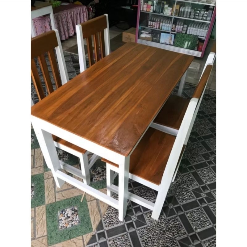 Termurah Meja Kursi Makan Sandaran Full Kayu Jati Belanda | Meja Cafe