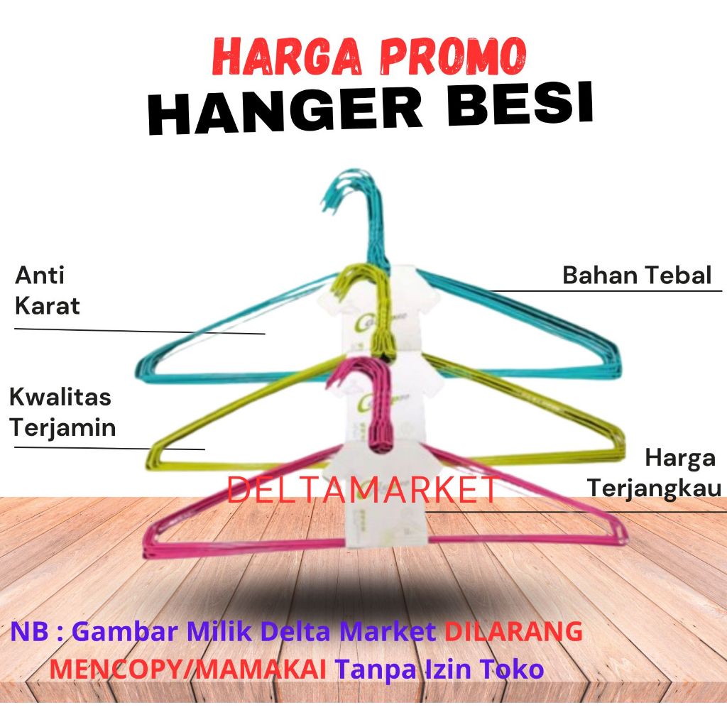 Hanger Kawat 10 Pcs Hanger Baju Warna Warni Hanger Besi