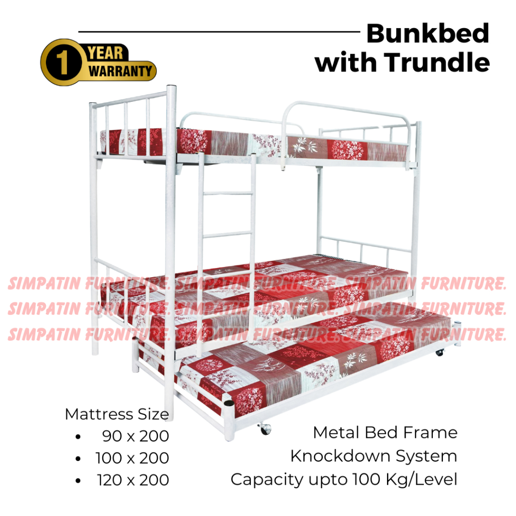 Ranjang 3 Tingkat Besi Susun Sorong