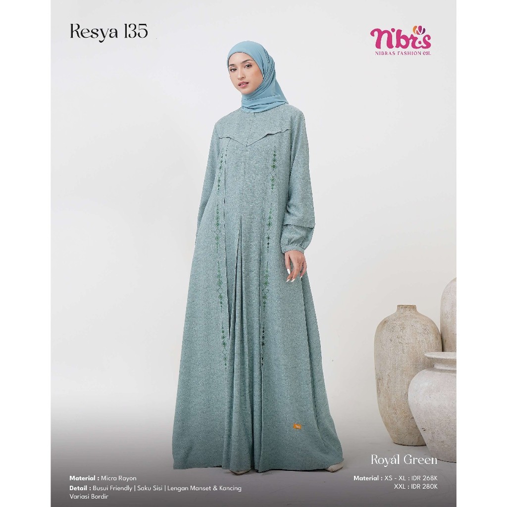 NIBRAS Resya 135 - Fashion Muslim Pakaian Muslim Wanita Dress Gamis Wanita Nibras Best Seller